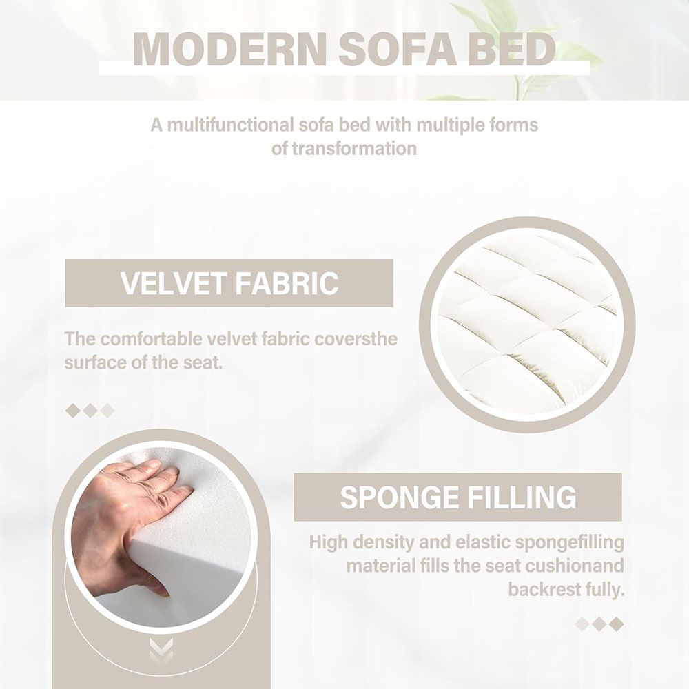 Convertible Sofa Bed,3-in-1 Velvet Sleeper Couch Pull-Out Bed