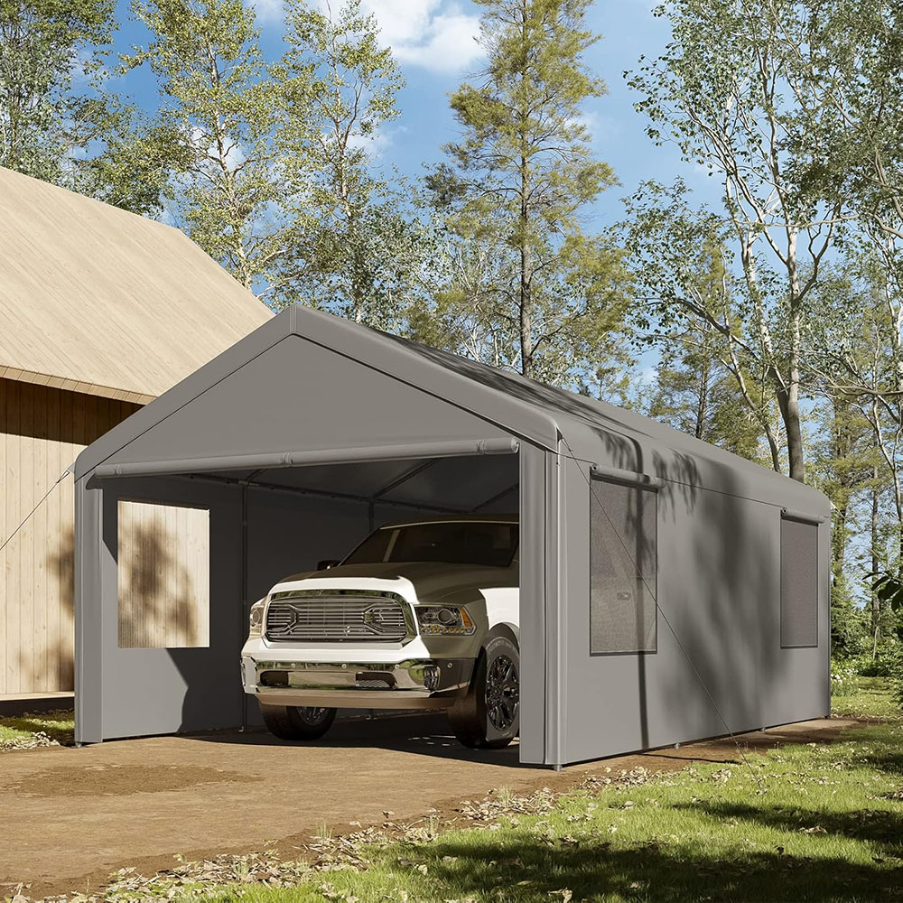 Gardesol Carport, 12'x20' Extra Large Heavy Duty Carport with Roll-up Ventilated Windows
