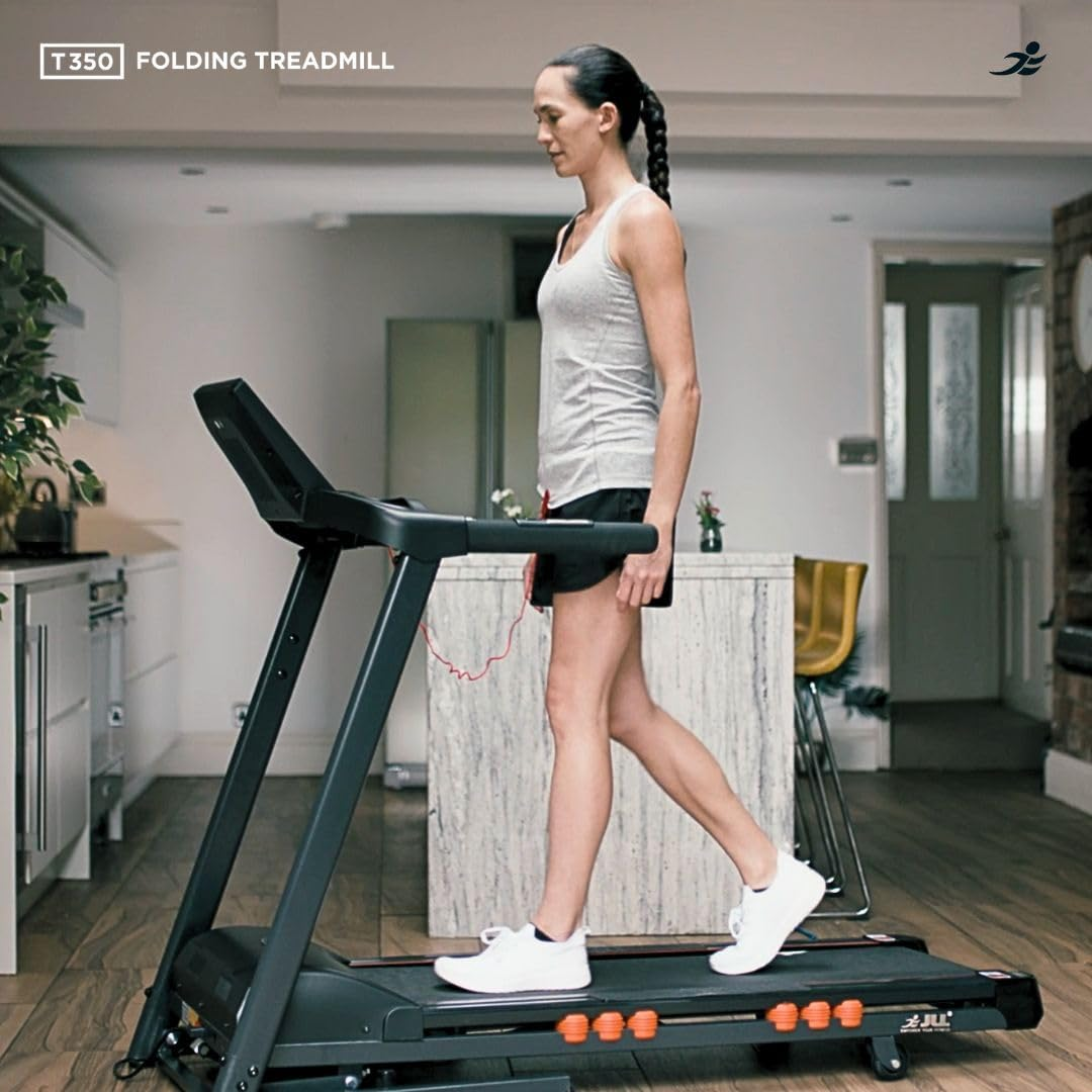 JLL T350 Digital Folding Treadmill, 2024 New Generation Digital Control 4.5HP Motor, 20 Incline Levels,0.3km/h to 18km/h, 20 Programmes, Bluetooth & Speakers, 2-Year Parts&Labor, 5-Year Motor Cover
