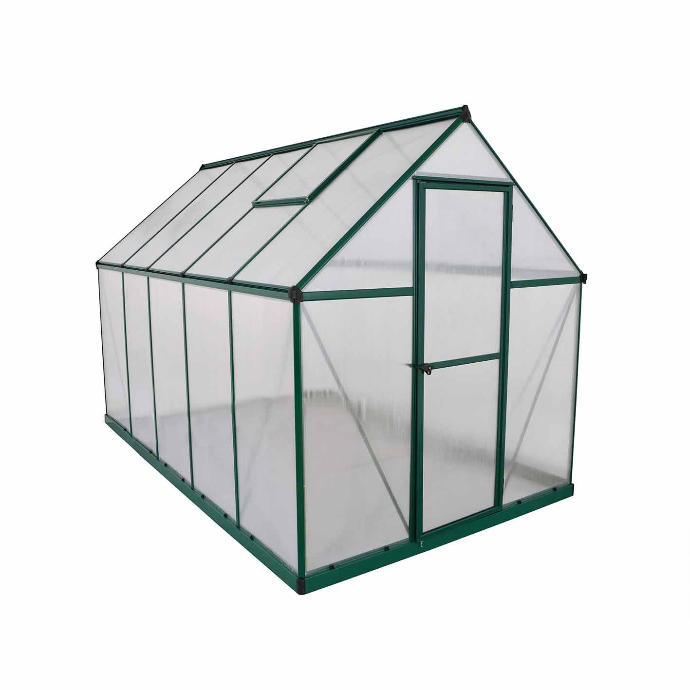 Palram Canopia Mythos 6x10 Silver Greenhouse -TwinWall Polycarbonate, Aluminum Frame, Base Included
