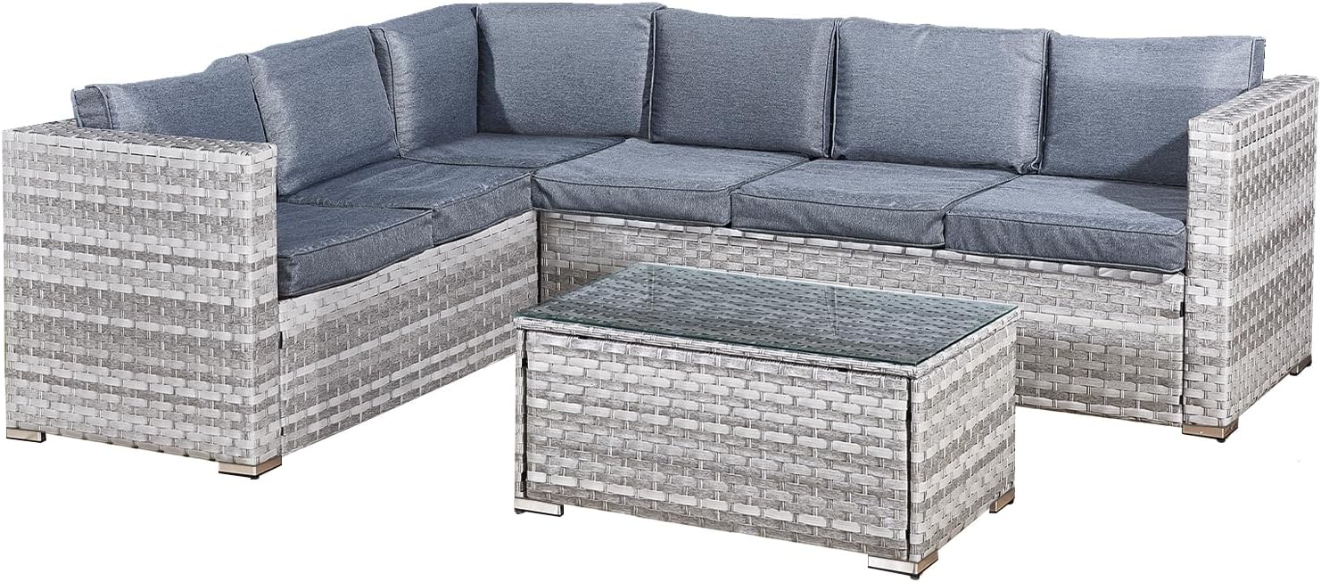 Oseasons Acorn Rattan 5 Seat Lounge Sofa Set in Dove Grey