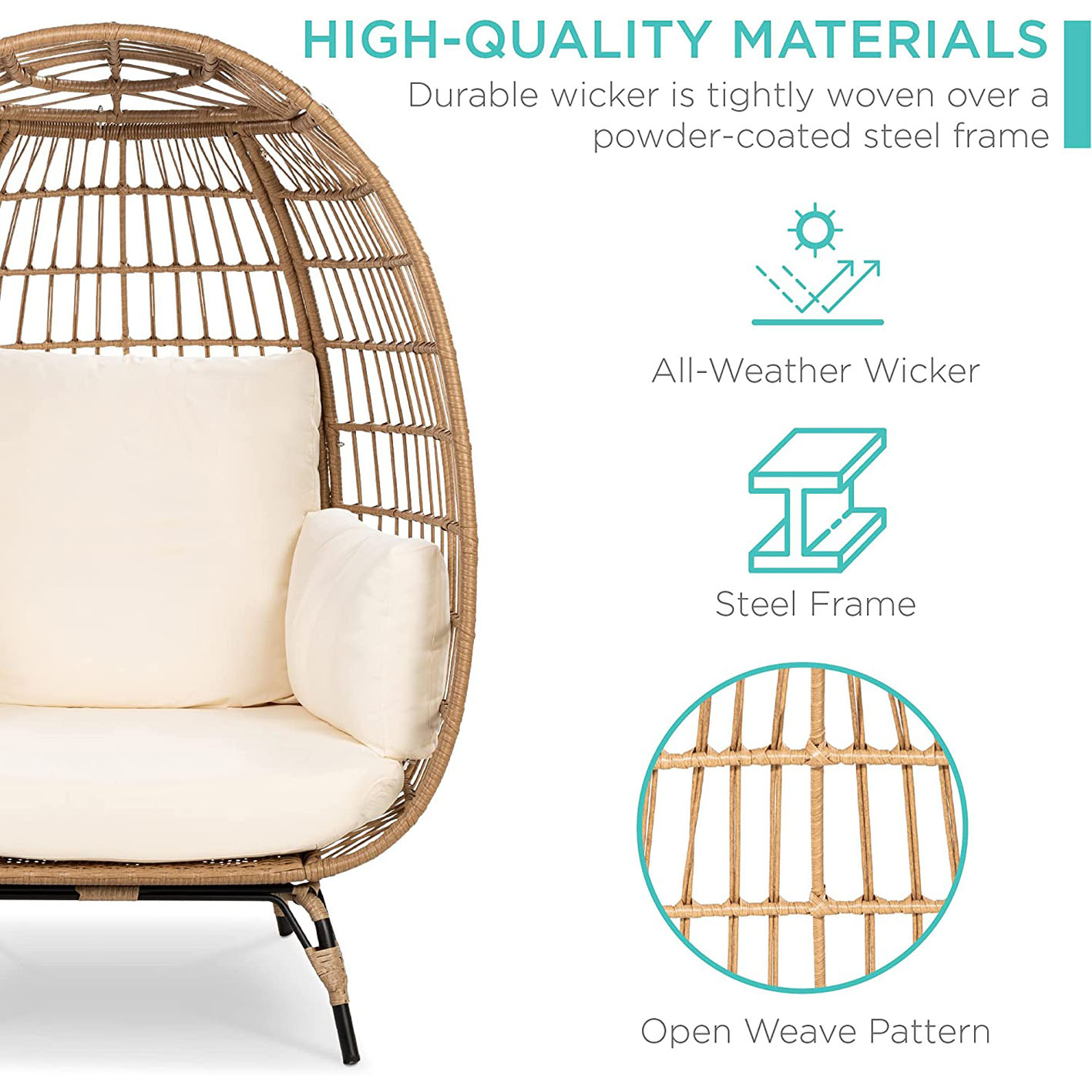 Wicker Egg Chair Oversized Indoor Outdoor Patio Lounger