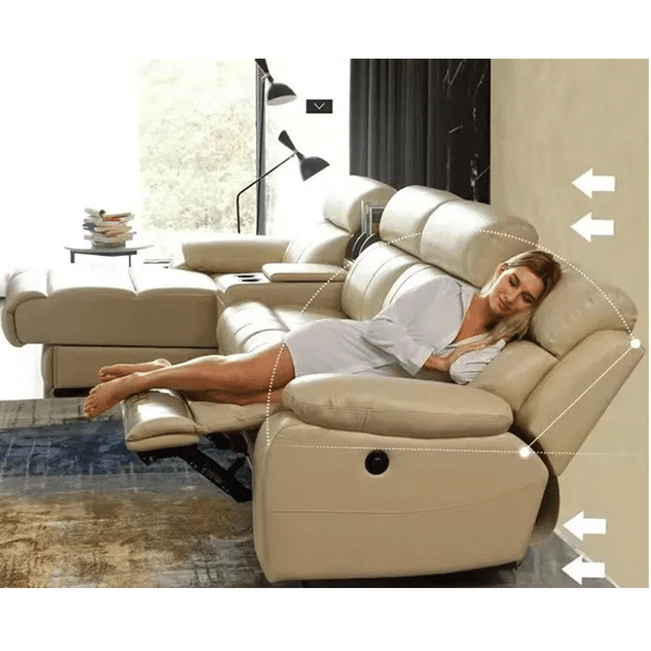 Leather electric function sofa leather art large and small apartment combination living room furniture modern minimalist zero wall decoration