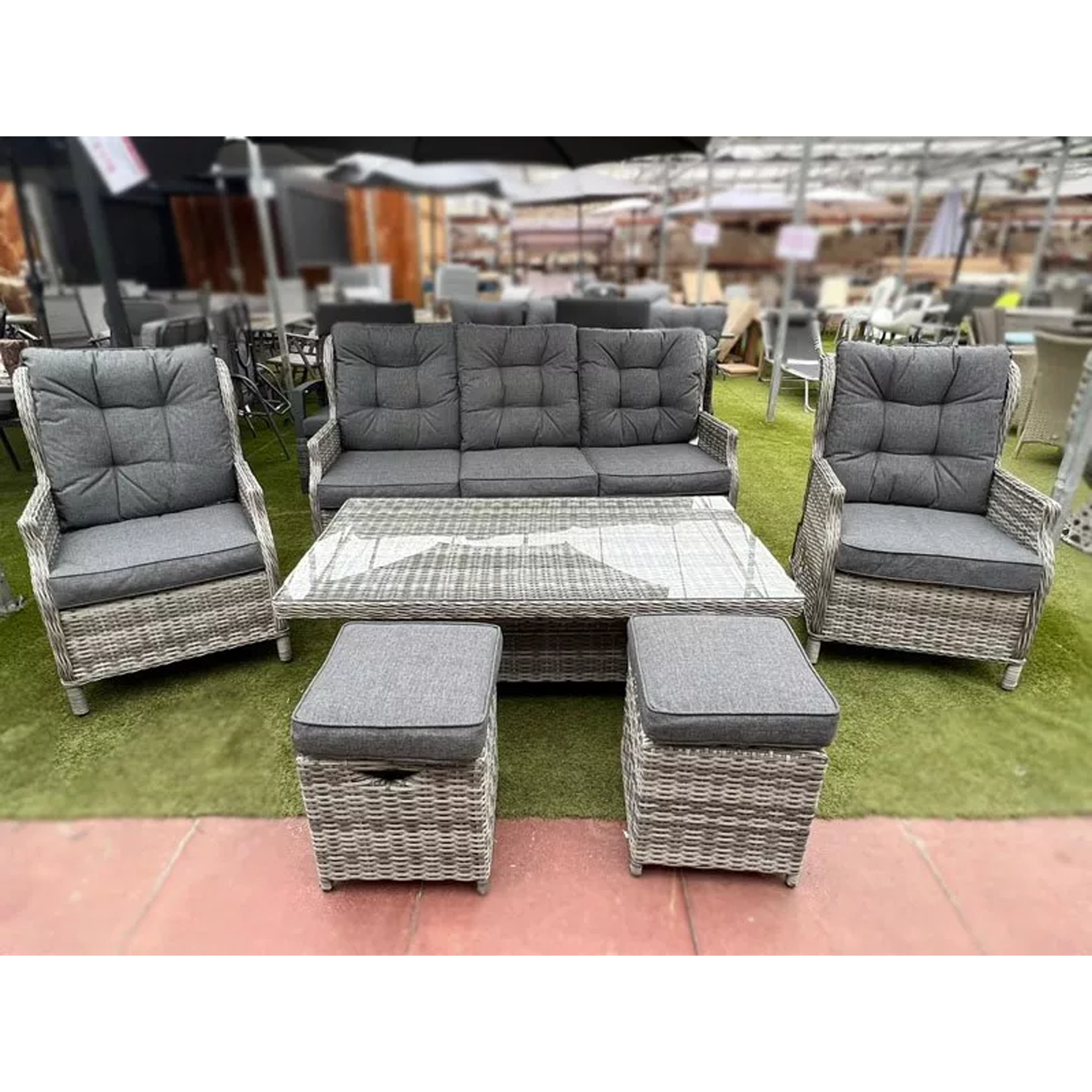 Sapcote Deluxe Reclining Lounge Set (Grey)