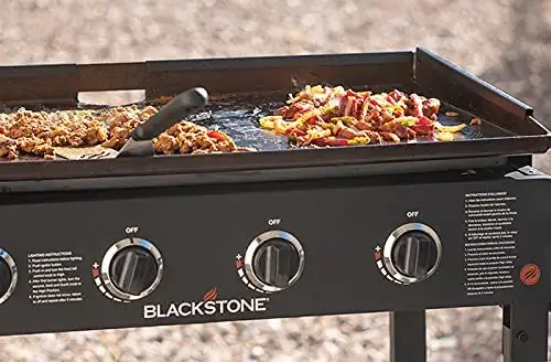 Blackstone 36 inch Outdoor Flat Top Gas Grill Griddle Station - 4-Burner - Propane Fueled - Restaurant Grade - Professional Quality - with New Accessory Side Shelf and Rear Grease Management System
