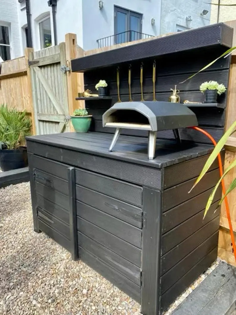 Outdoor Pizza oven kitchen/ pizza server/ BBQ table with full Cupboard
